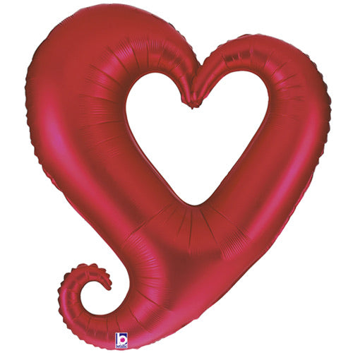 Large Satin Heart Shaped Foil Balloon - Red - The Ultimate Balloon & Party Shop