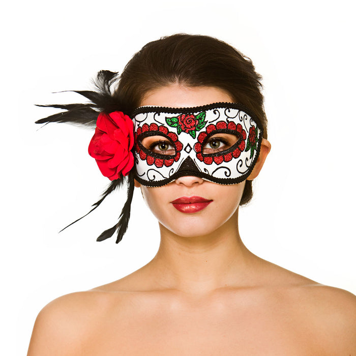 Day Of The Dead Eyemask - Red/White