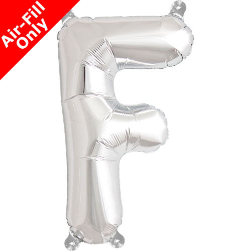 Mini Air Fill  Letter 'F' Foil Balloon - Silver - The Ultimate Balloon & Party Shop