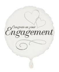 18" Foil Happy Engagement Balloon Silver hearts