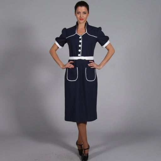 1940s Blue & White Dress Hire Costume The Ultimate Balloon And Party Shop Cheltenham & Gloucester Balloons & Fancy Dress 