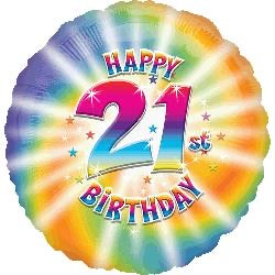 18" Foil Age 21 Balloon - Retro Colours - The Ultimate Balloon & Party Shop