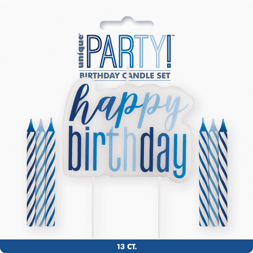 Happy Birthday Candle Set - Blue