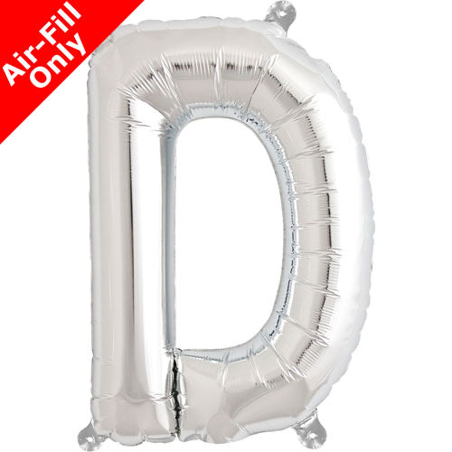 Mini Air Fill  Letter 'D' Foil Balloon - Silver - The Ultimate Balloon & Party Shop