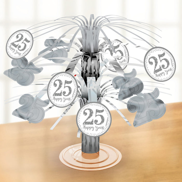 25th Silver Anniversary Cascade Centrepiece - The Ultimate Balloon & Party Shop