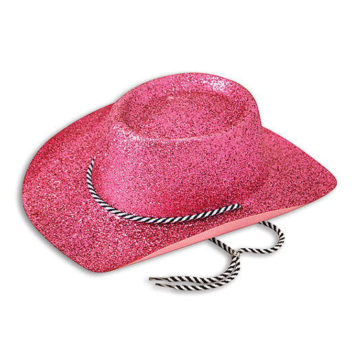 Cowboy Flocked Hat - Pink Glitter