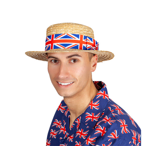 Union Jack Straw Boater Hat