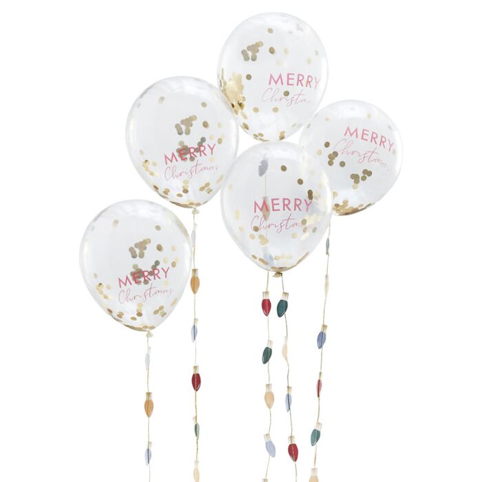 Christmas Confetti Balloons With Light Bulb Tails