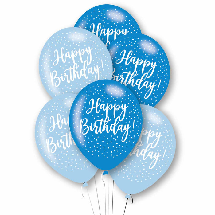 Happy Birthday Balloons (6pk) - Blue