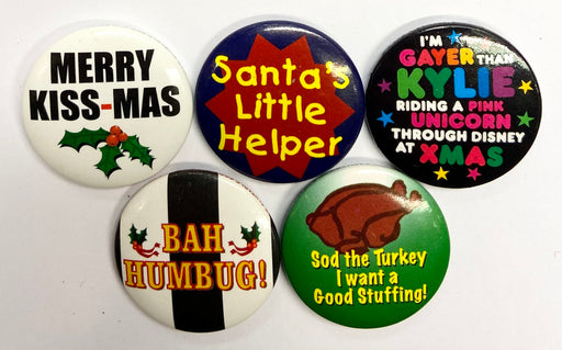 Christmas Badge - Asst 5 Pack - The Ultimate Balloon & Party Shop