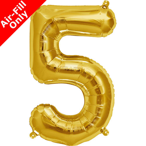 Mini Air Fill Number 5 Foil Balloon Gold - The Ultimate Balloon & Party Shop