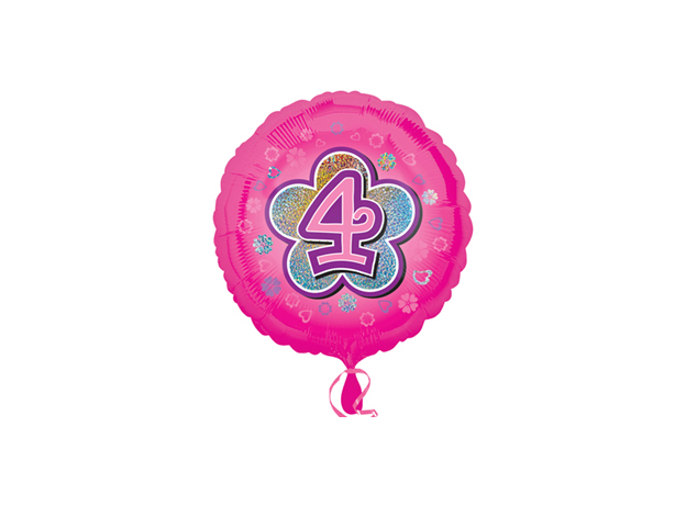 18" Foil Age 4 Pink Balloon.
