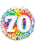 18" Foil Age 70 Birthday Balloon - Rainbow Confetti