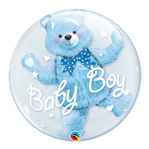 Double Bubble Balloon - Baby Boy Bear - The Ultimate Balloon & Party Shop