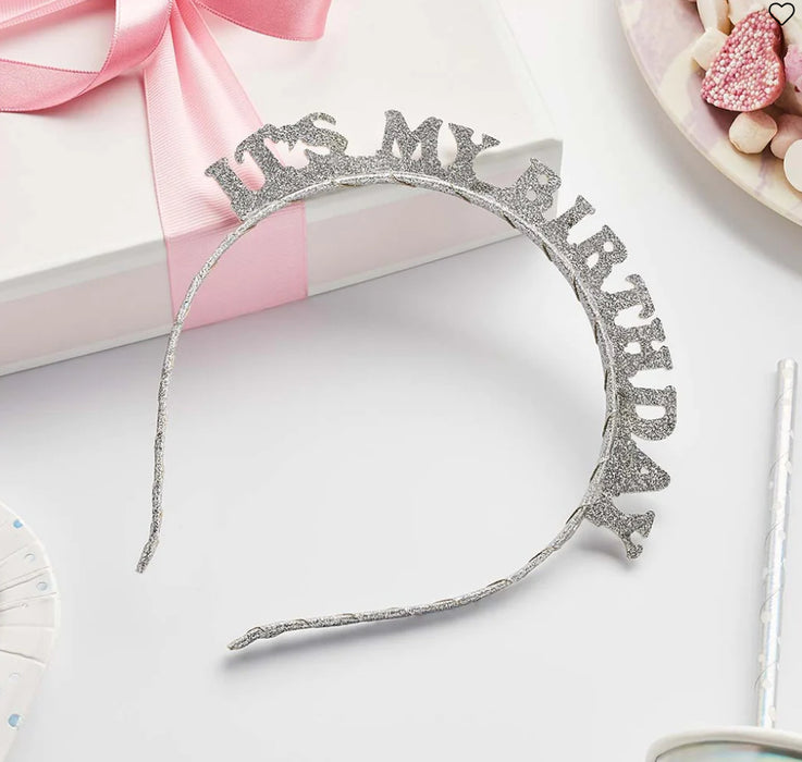 Glitter Birthday Headband - Silver