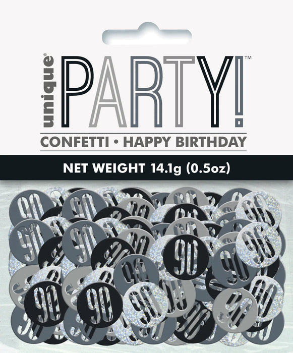 Age 90 Table Confetti- Black & Silver