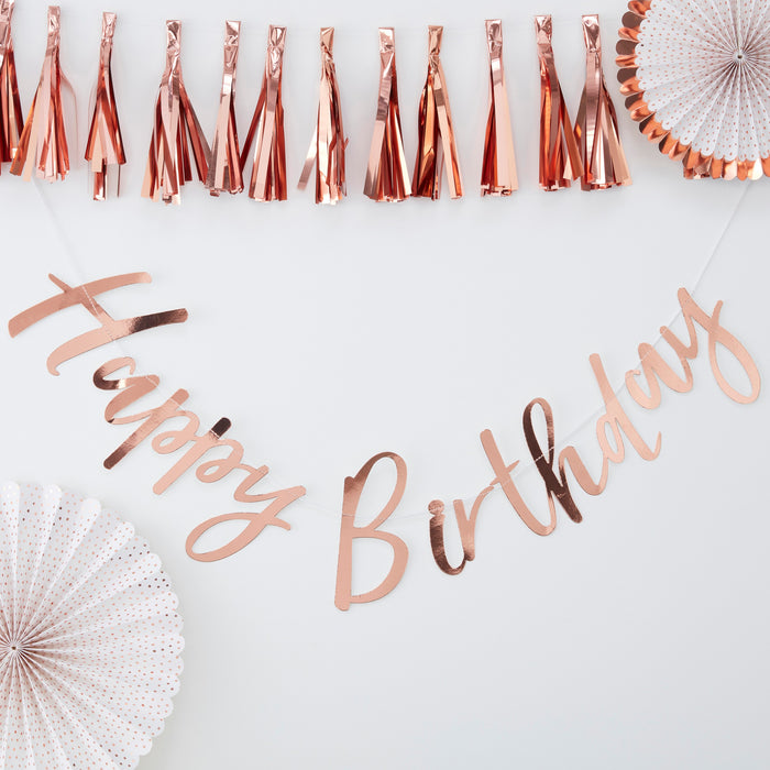 Happy Birthday Letter Banner - Rose Gold