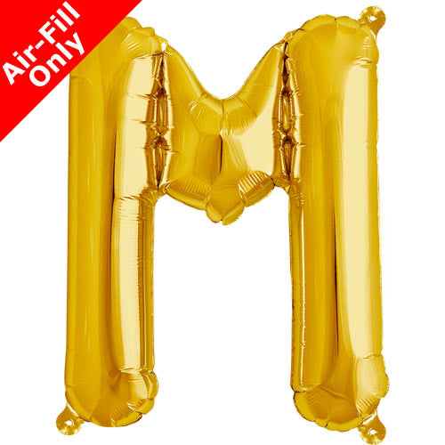 Mini Air Fill  Letter 'M' Foil Balloon - Gold - The Ultimate Balloon & Party Shop
