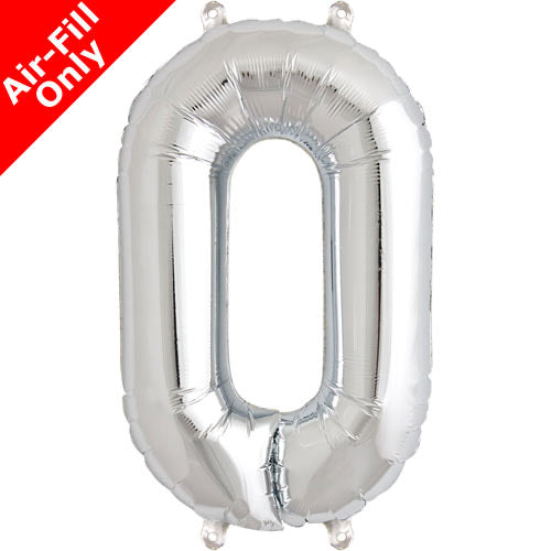 Mini Air Fill Number 0 Foil Balloon Silver - The Ultimate Balloon & Party Shop