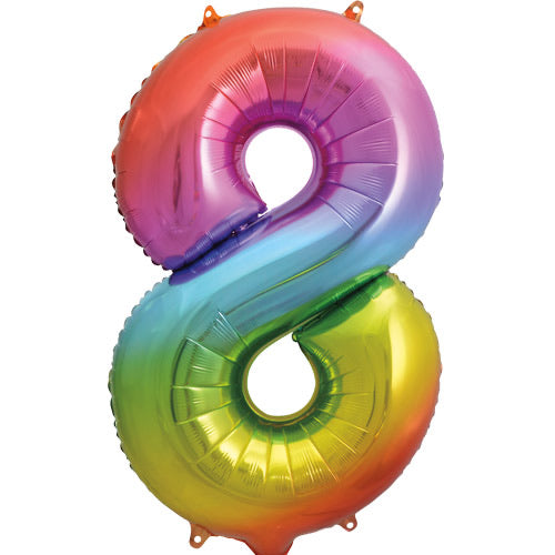 Number 8 Foil Balloon Rainbow - The Ultimate Balloon & Party Shop