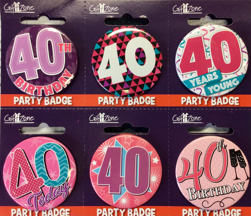 Age 40 birthday badges