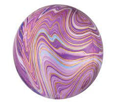 Orb Marble Foil Balloon - Purple/Gold