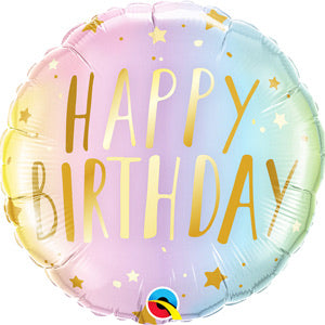 18" Foil Happy Birthday - Pastel Ombré - The Ultimate Balloon & Party Shop