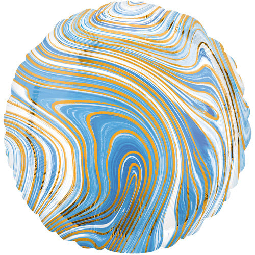 Orb Marble Foil Balloon - Blue/White/Gold - The Ultimate Balloon & Party Shop