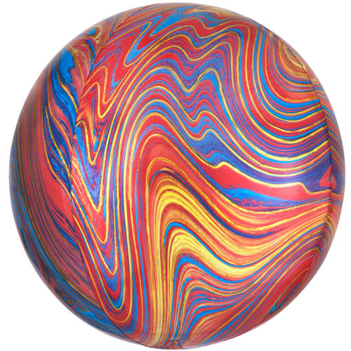 Orb Marble Foil Balloon - Blue/Red/Orange - The Ultimate Balloon & Party Shop