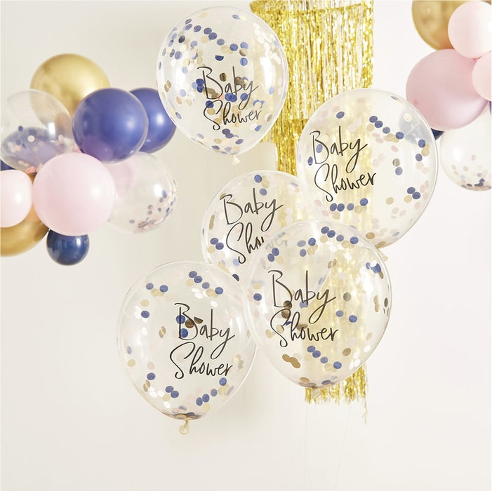 Baby Shower Printed Confetti Balloons - Pink/Blue