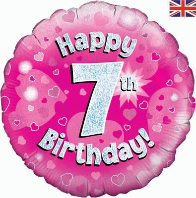 18" Foil Age 7 Pink Glitz Balloon.
