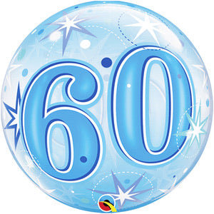 60th Birthday Deco Bubble Balloon -  Blue - The Ultimate Balloon & Party Shop