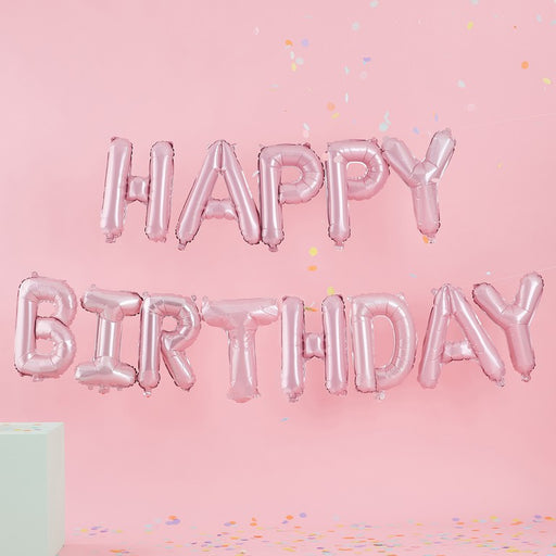 Happy birthday balloon banner - Light Pink