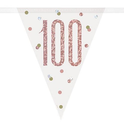 Age 100 Bunting - Rose Gold