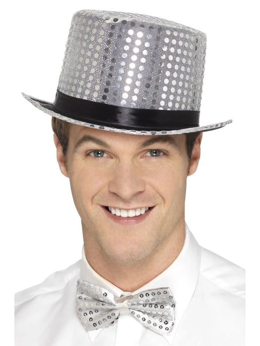 Sequin Top Hat - Silver - The Ultimate Balloon & Party Shop