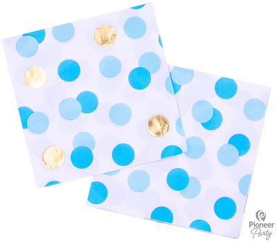 Polka Dot Napkins - Blue/Gold - The Ultimate Balloon & Party Shop