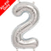 Mini Air Fill Number 2 Foil Balloon Silver - The Ultimate Balloon & Party Shop