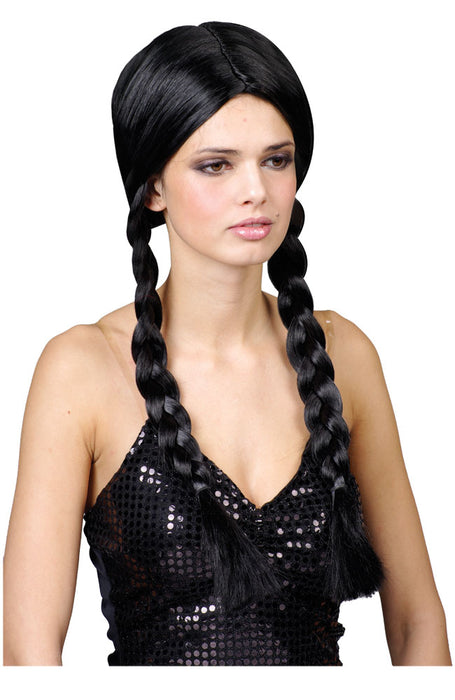 School Girl Plaited Wig - Black