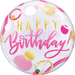 Qualatex Happy Birthday Bubble Balloon -  Pink/Gold - The Ultimate Balloon & Party Shop