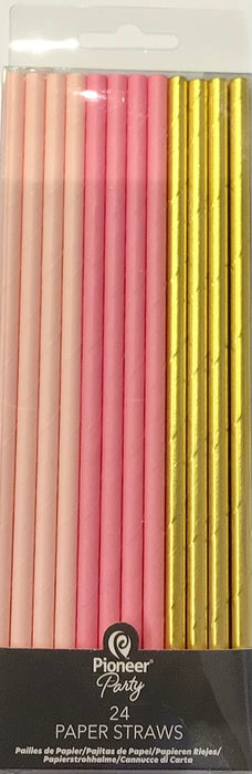 Party Straws (24pk) - Pink & Gold