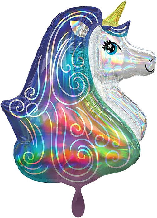 30" Foil Unicorn Large Balloon - Pastel Holographic