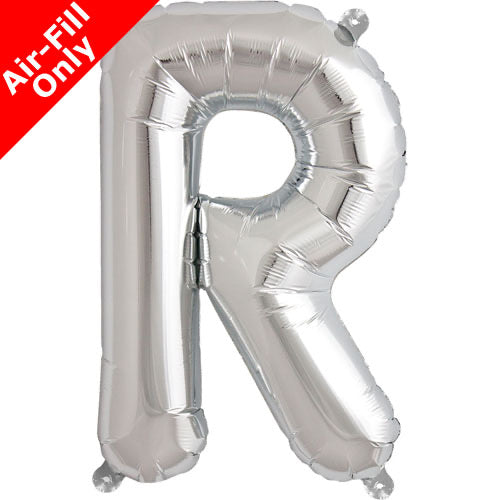Mini Air Fill  Letter 'R' Foil Balloon - Silver - The Ultimate Balloon & Party Shop