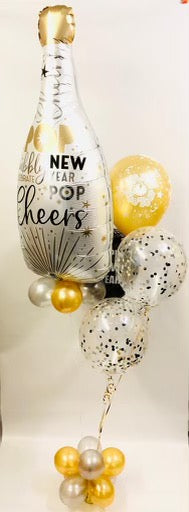 New Years Champagne Confetti Balloon Bouquet - The Ultimate Balloon & Party Shop