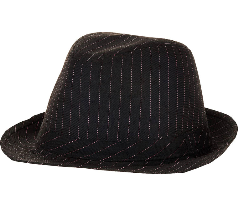 Pinstriped (pink) Gangster Trilby Hat.