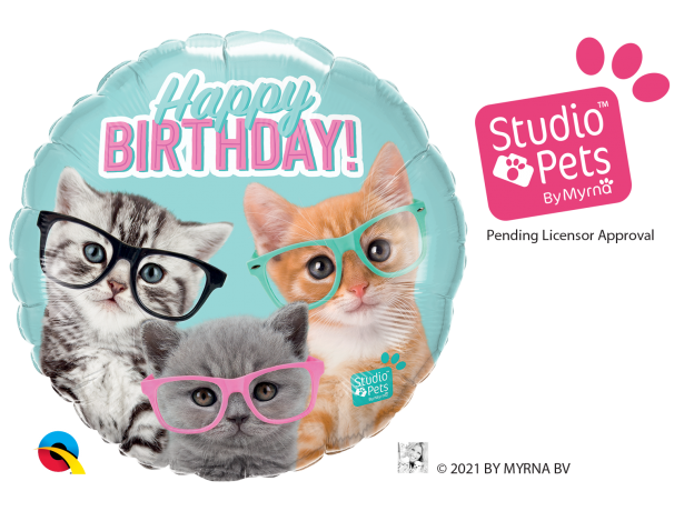 18" Foil Birthday Balloon - Party Kittens