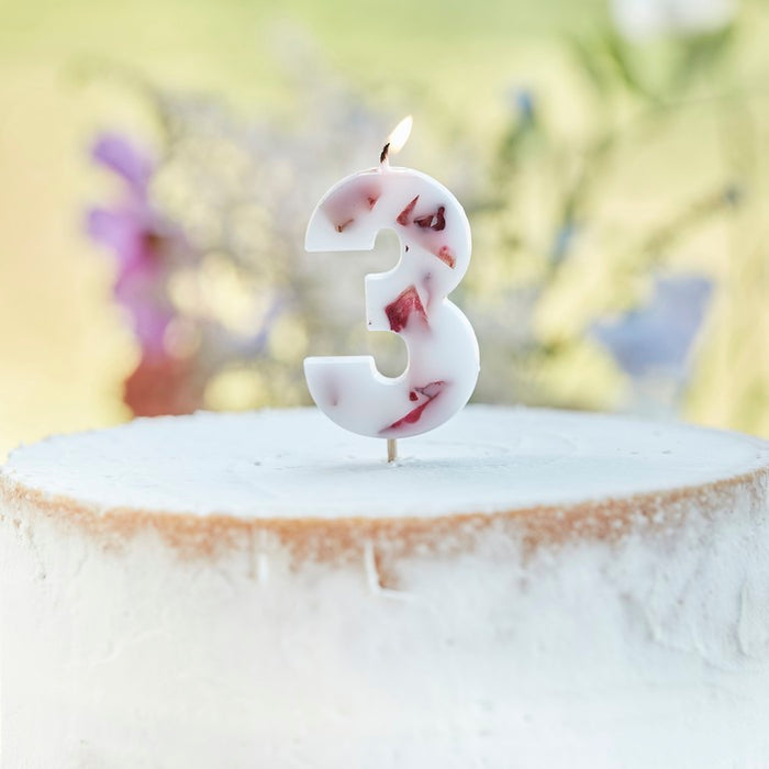 Pressed Petal Wax Number Candle - 3