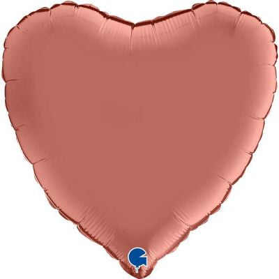 Satin Heart Shaped Foil Balloon - Rose Gold