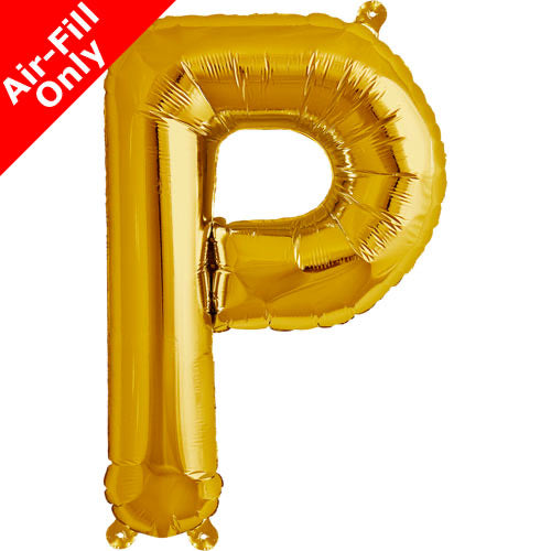 Mini Air Fill  Letter 'P' Foil Balloon - Gold - The Ultimate Balloon & Party Shop