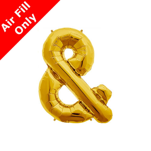 Mini Air Fill  '&' Foil Balloon - Gold - The Ultimate Balloon & Party Shop