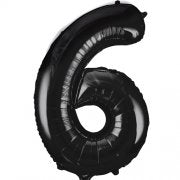 Number 6 Foil Balloon Black
